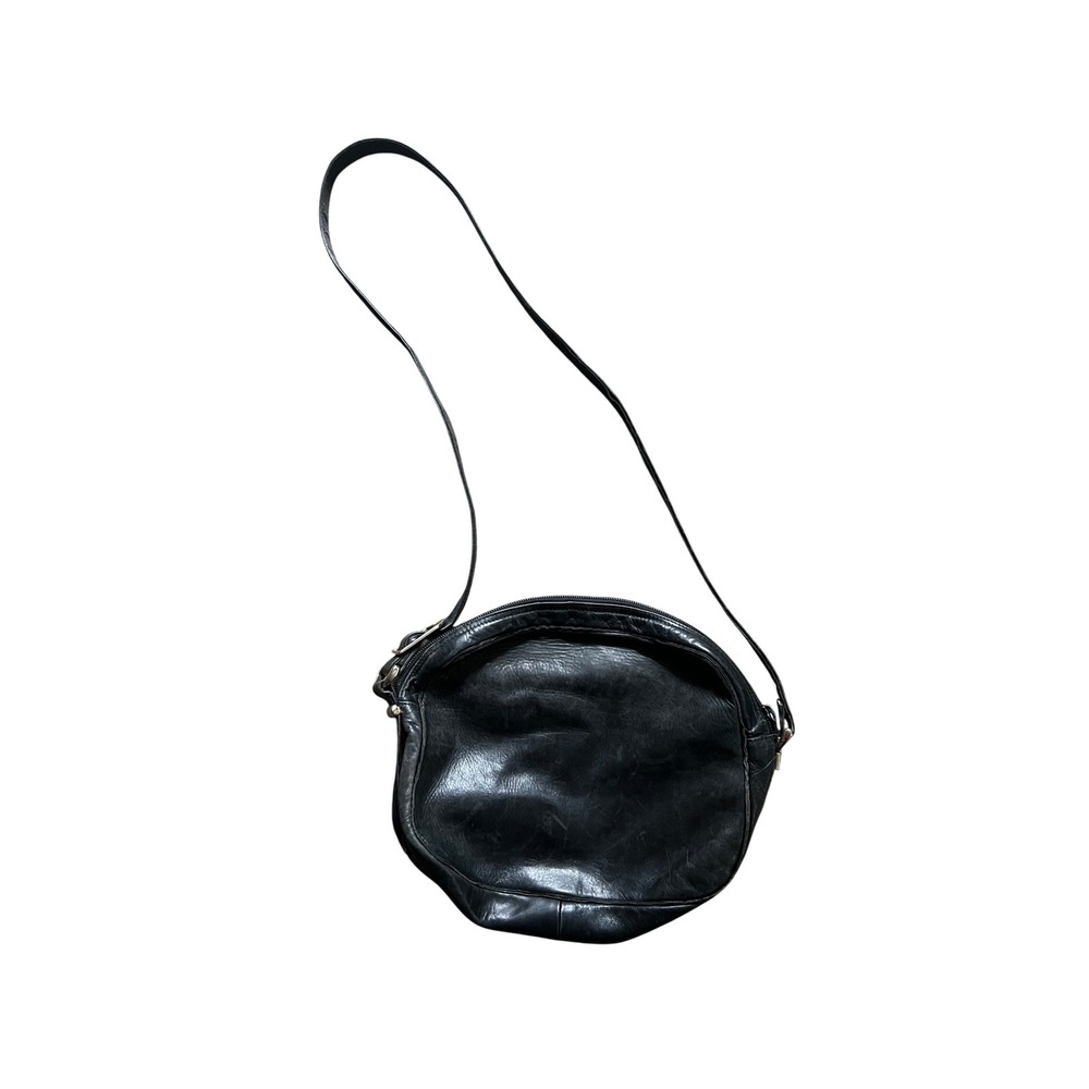 Peruzzi Black Leather Crossbody Shoulder Bag‎ Handmade Made in Italy Vintage